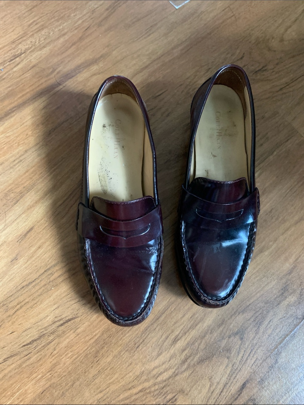 Cole Haan Women's Burgundy Leather Penny Loafers
